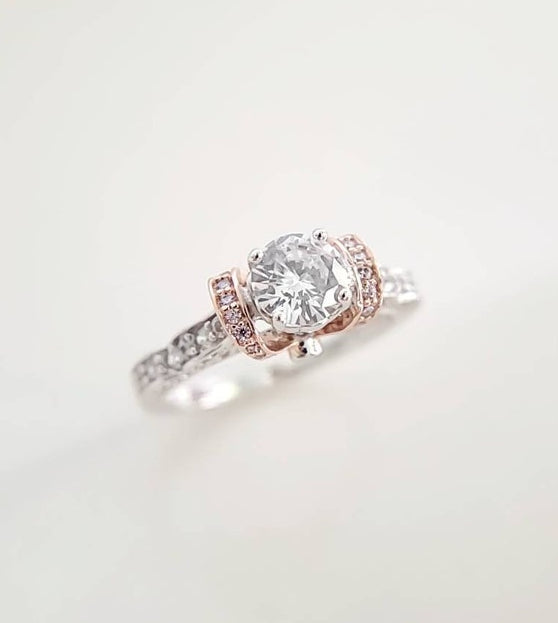 Sterling Silver Rose Gold Engagement Ring - view 6