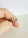 Crescent Moon Star Sterling Silver Ring - view 4