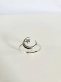 Crescent Moon Star Sterling Silver Ring - view 7