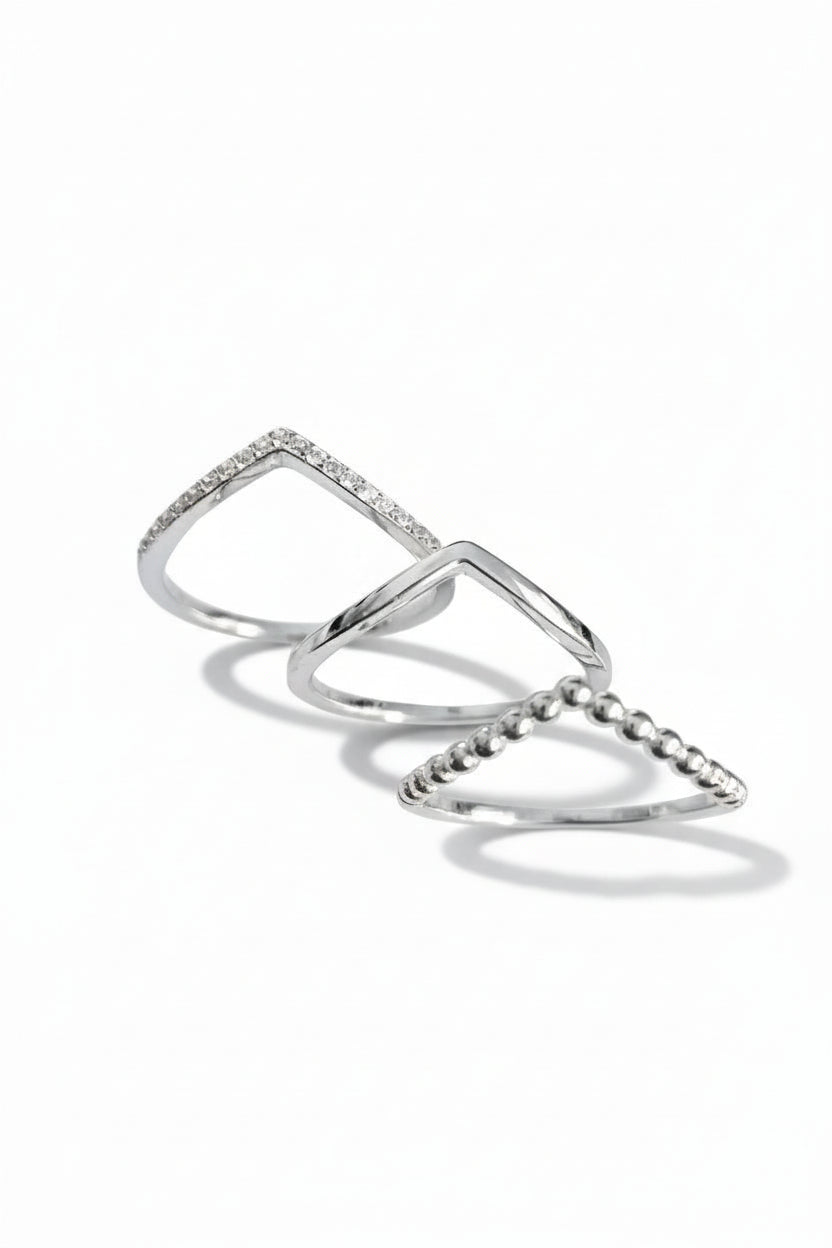Sterling Silver Chevron Set Ring - view 3