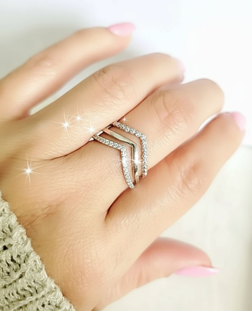 Sterling Silver Chevron Set Ring - view 2