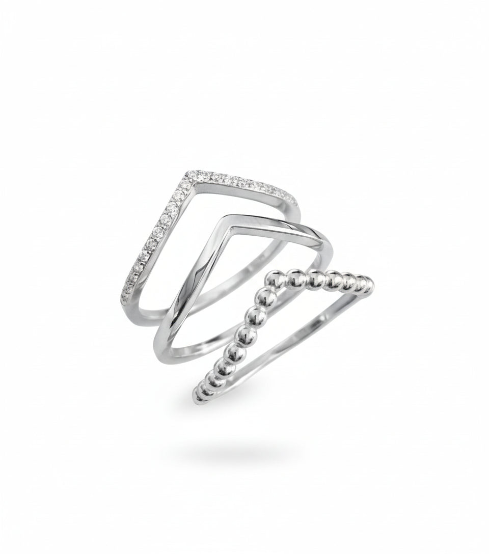 Sterling Silver Chevron Set Ring