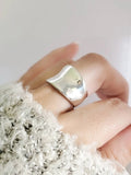 Sterling Silver Bold Concave Solid 925 Ring - view 4