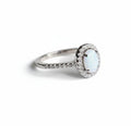 Sterling Silver Halo White Opal Promise Ring - view 5