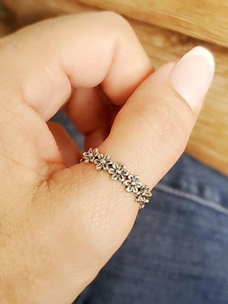 Sterling Silver Eternity Flower Ring - view 3