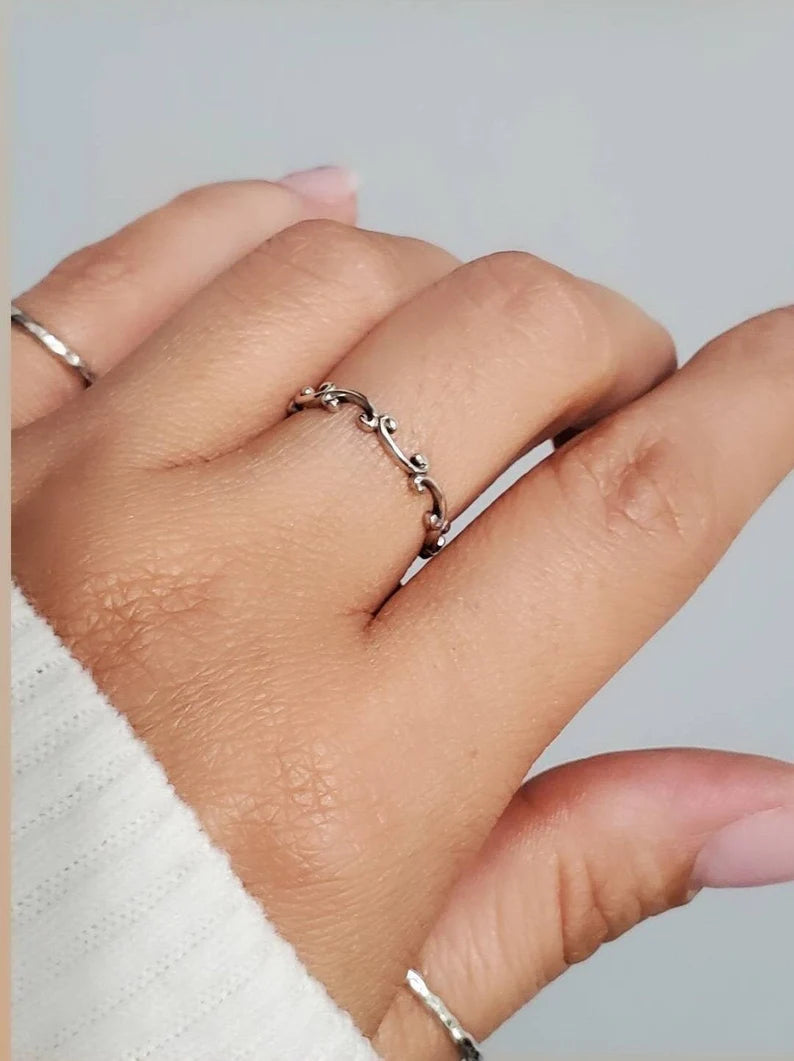 Dainty Minimalist Swirl Sterling Silver Ring - view 2