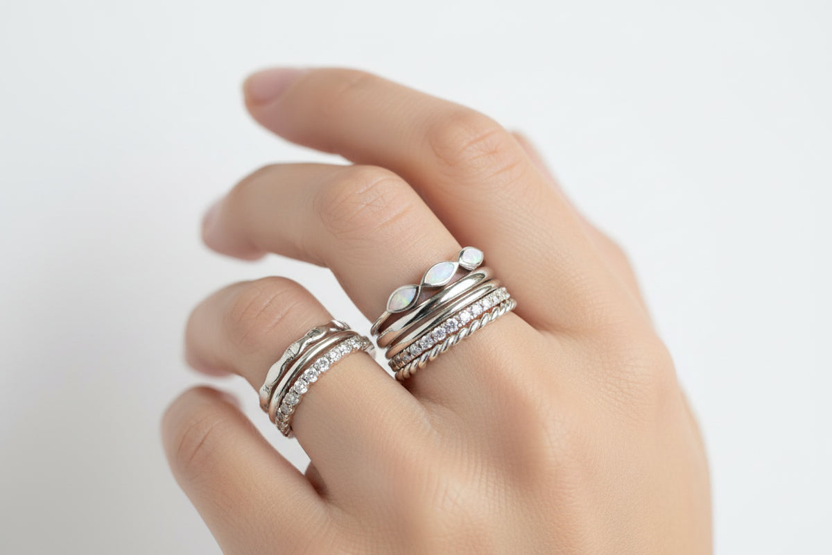 Sterling Silver Marquise White Opal Ring - view 4