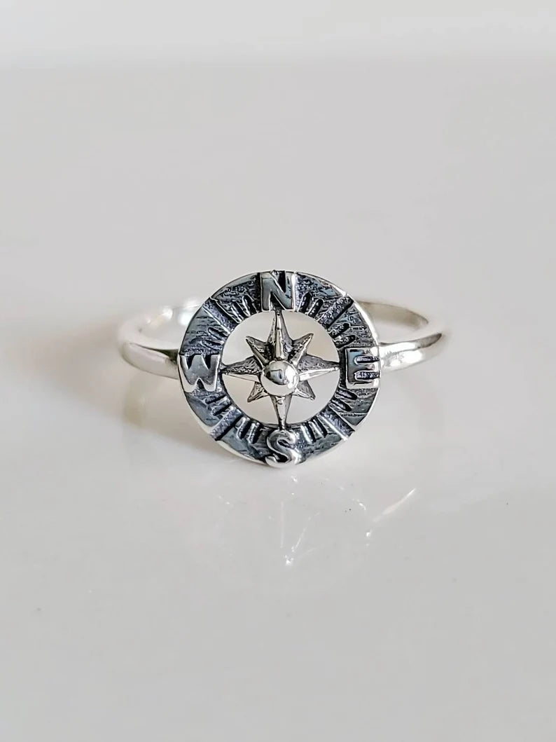 Sterling Silver Compass Nautical Ring