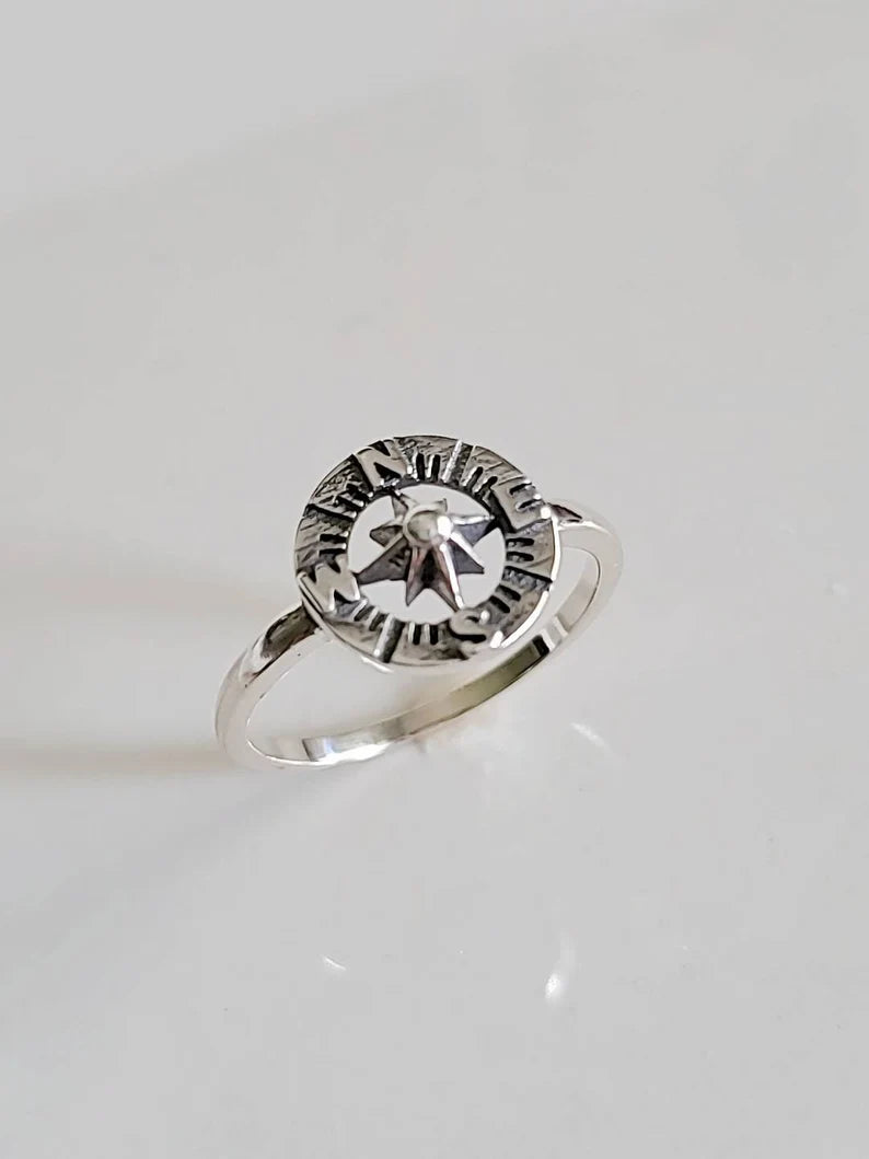 Sterling Silver Compass Nautical Ring - view 5