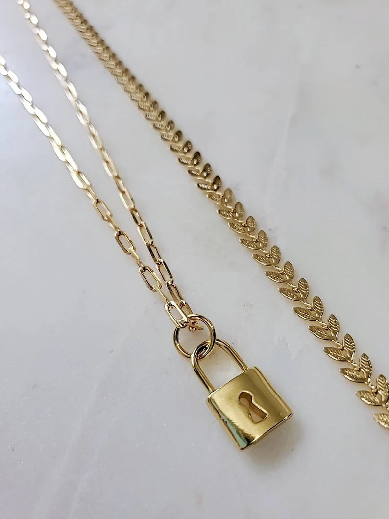 Gold Padlock Pendant - view 5
