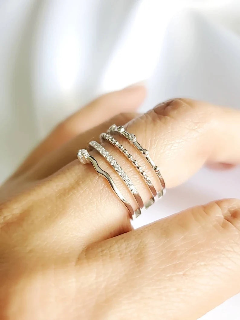 Multi Stack Layered Sterling Silver Ring - view 3