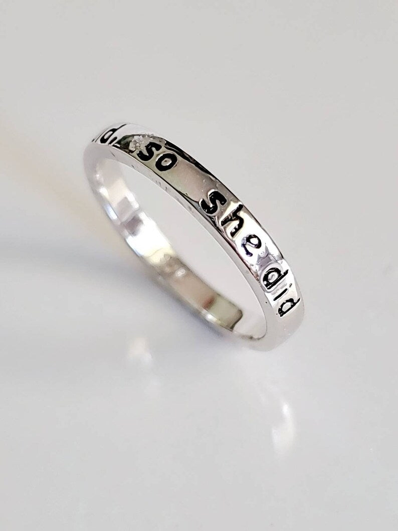 Sterling Silver "She believed she could so she did" Ring - view 9