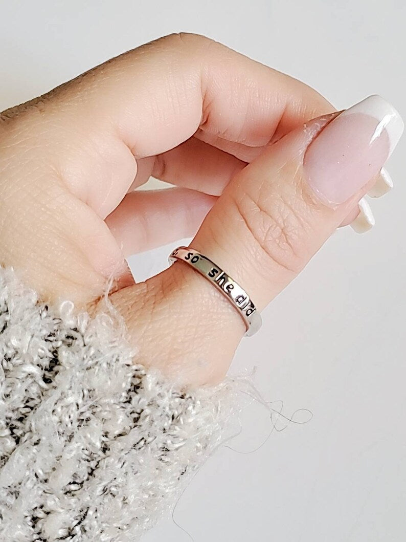Sterling Silver "She believed she could so she did" Ring - view 8