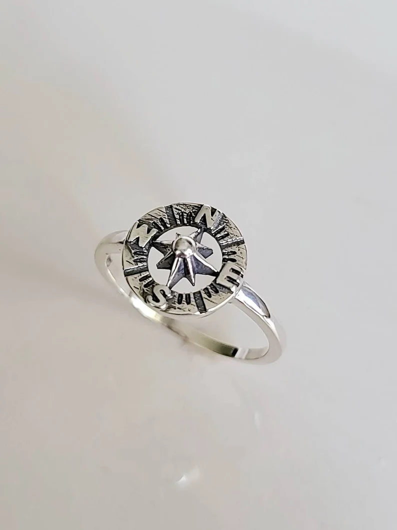 Sterling Silver Compass Nautical Ring - view 3