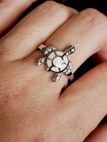 Sterling Silver White Opal Sea Turtle Ring - view 8