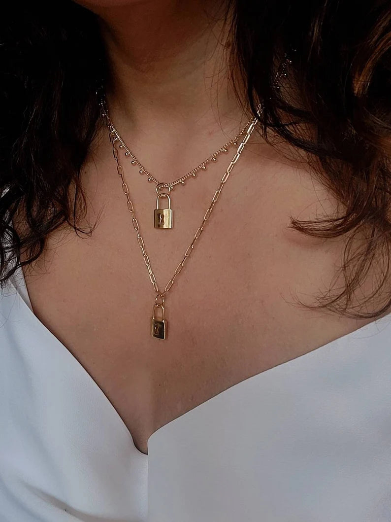 Gold Padlock Pendant - view 6