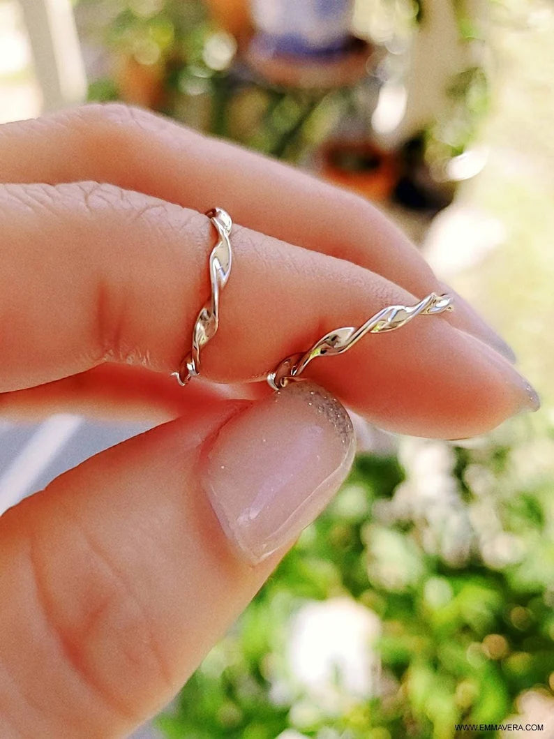 Sterling Silver Gold, Rose Gold or Silver 2mm Twisted Band - view 7