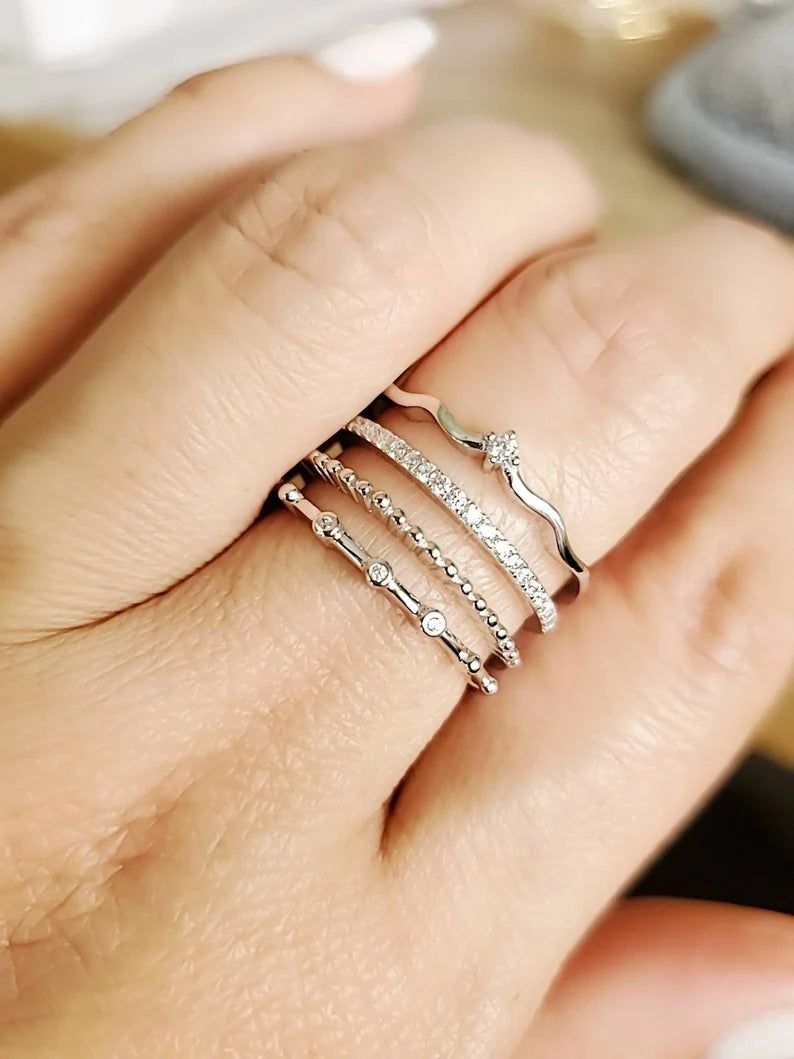 Multi Stack Layered Sterling Silver Ring - view 4