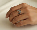 Sterling Silver Crescent Moon Mandala Ring - view 2