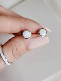 Sterling Silver White Rainbow Opal Sterling Silver Studs Size 4mm to 10mm - view 3