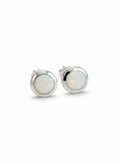 Sterling Silver White Rainbow Opal Sterling Silver Studs Size 4mm to 10mm - view 2