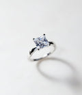 Sterling Silver Princess Cut Engagement Wedding Ring - view 5