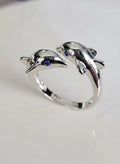 Sterling Silver Dolphin Blue Sapphire Ring - view 6