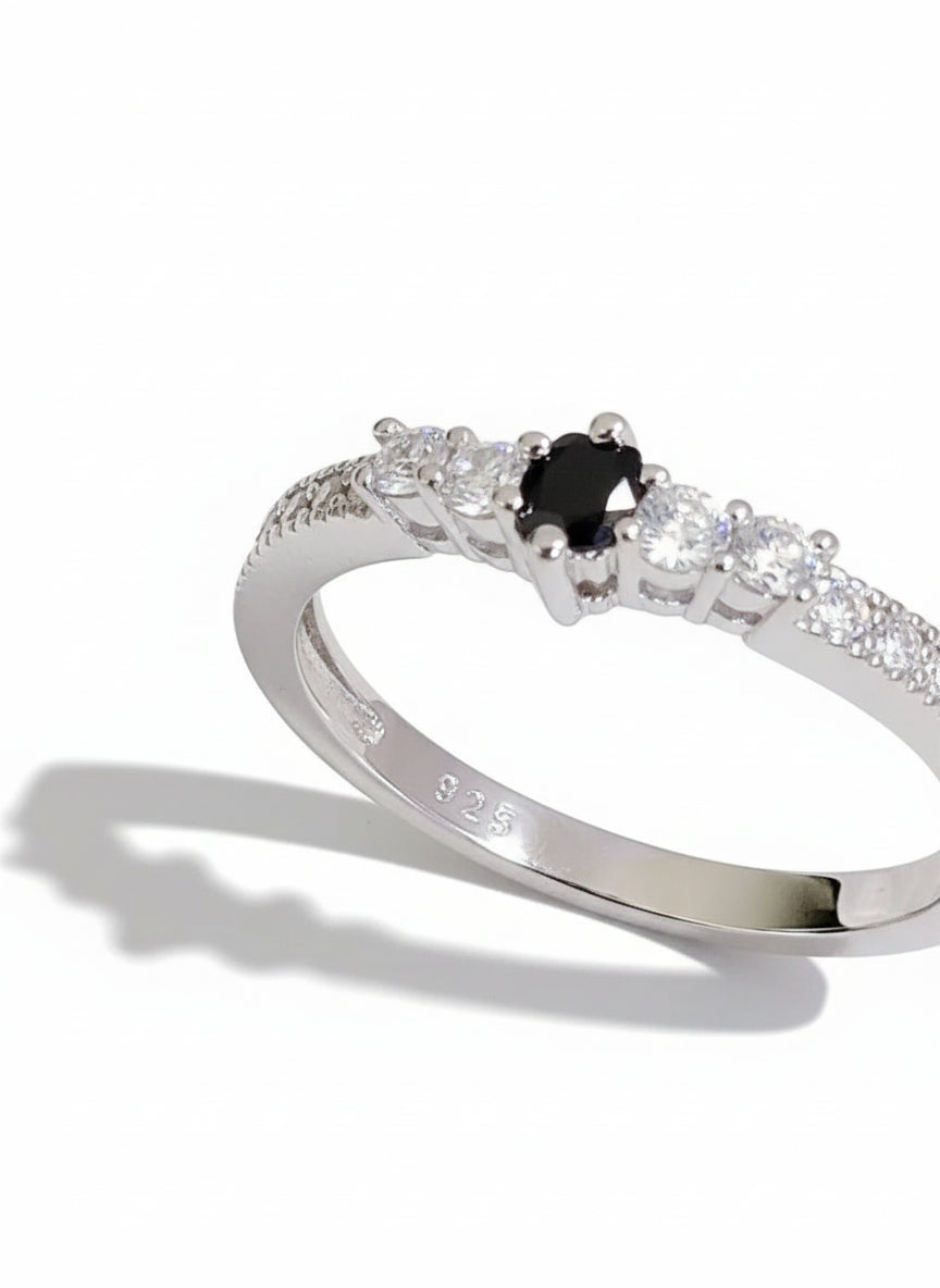Sterling Silver Black Onyx Promise Ring - view 5