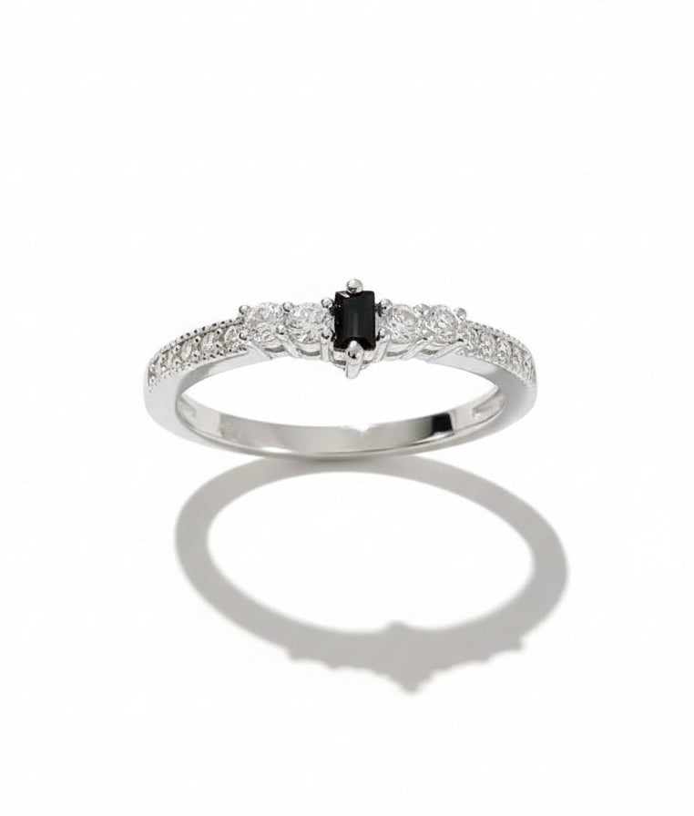 Sterling Silver Black Onyx Promise Ring - view 7