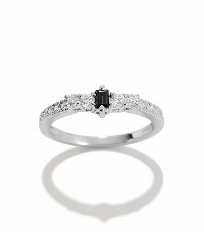 Sterling Silver Black Onyx Promise Ring - view 3