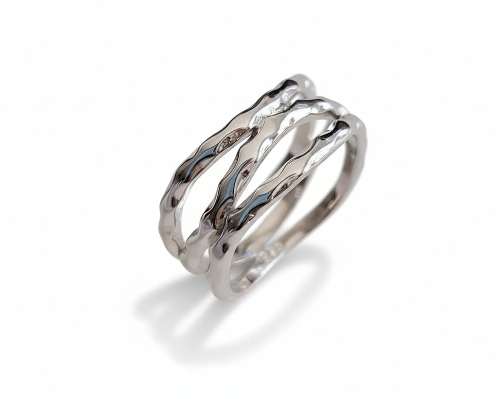 Sterling Silver Hammered Unisex Band Ring - view 3