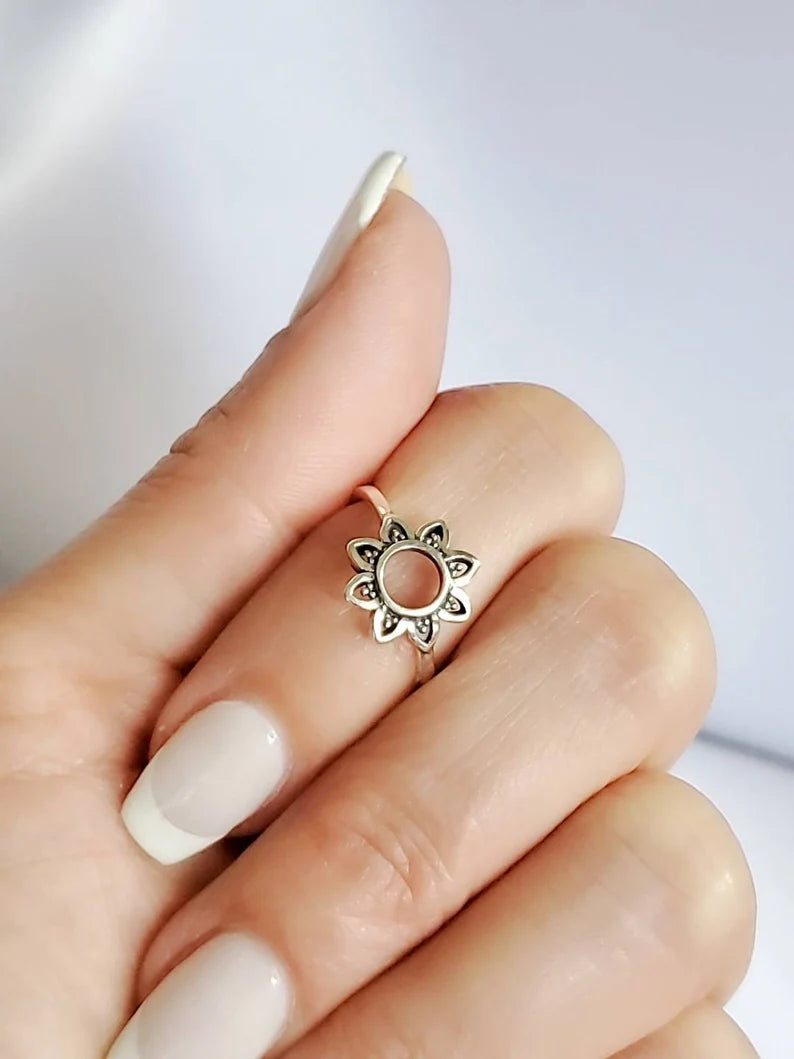 Sun Flower Sterling Silver Ring - view 4