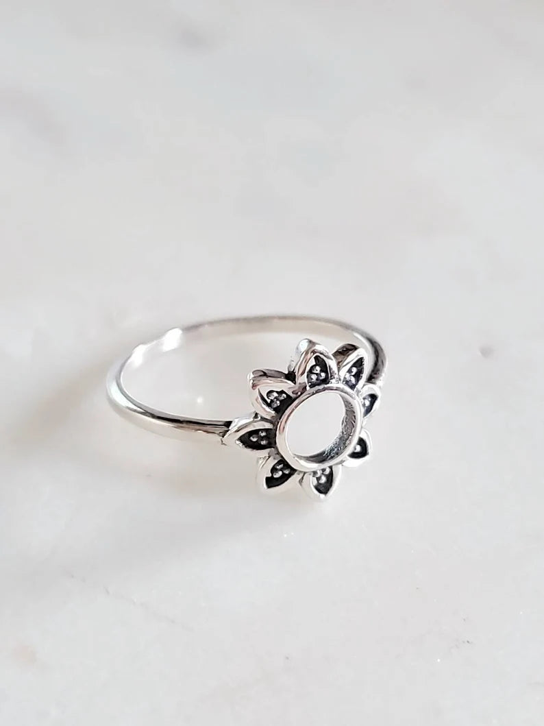 Sun Flower Sterling Silver Ring - view 7