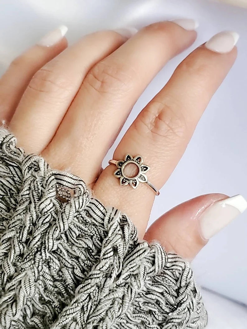 Sun Flower Sterling Silver Ring - view 2