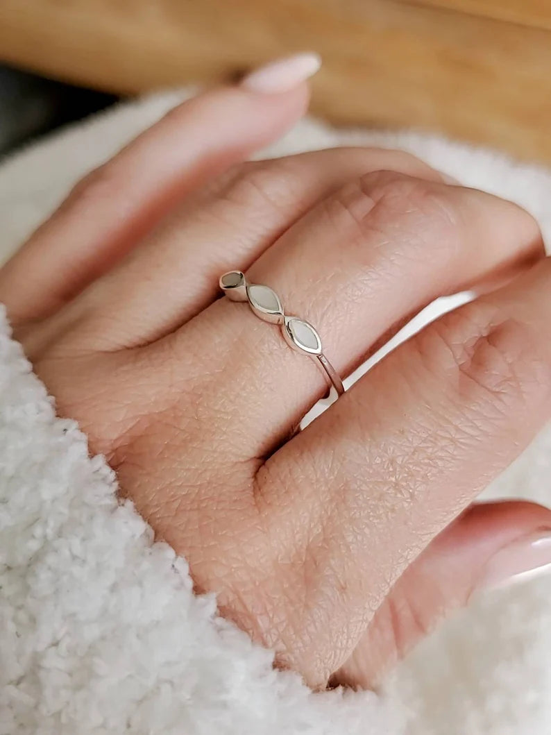 Sterling Silver Marquise Mother of Pearl Ring - view 5