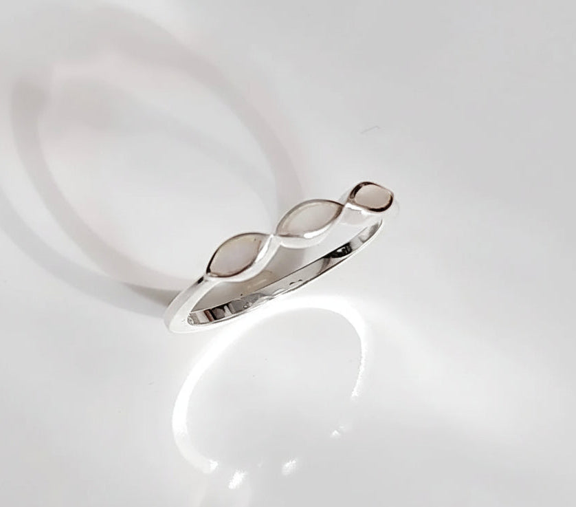 Sterling Silver Marquise Mother of Pearl Ring - view 4