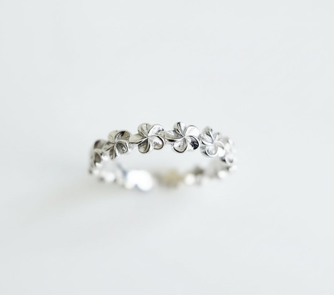 Hawaiian Frangipani Plumeria Sterling Silver Ring