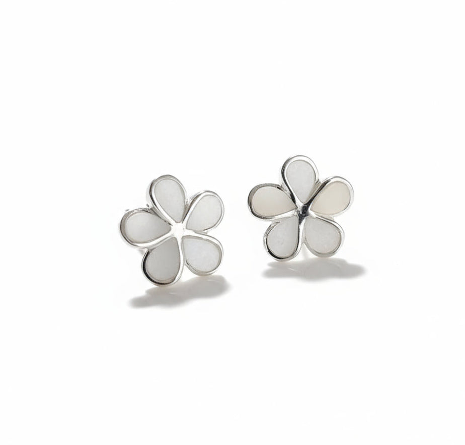 Sterling Silver 925 Mother of Pearl Flower Earrings - view 5