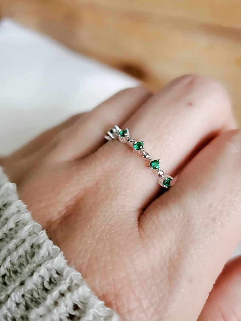 Sterling Silver Emerald Eternity Ring