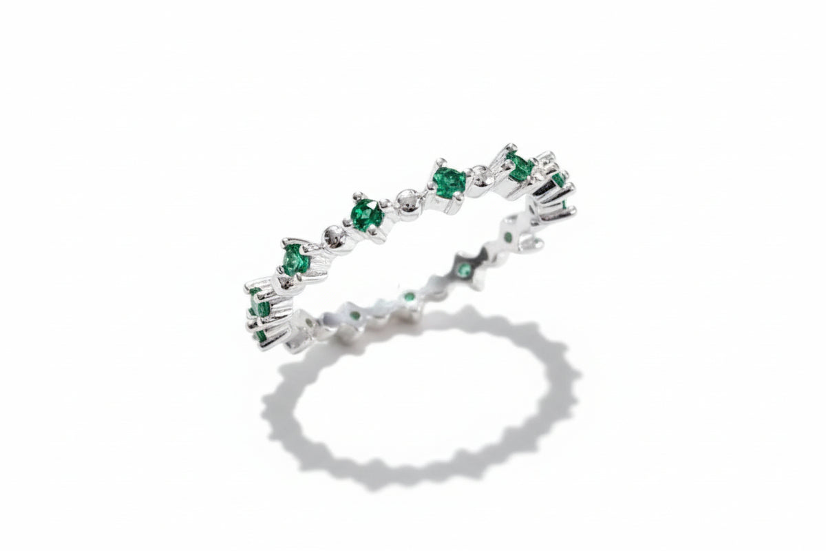 Sterling Silver Emerald Eternity Ring