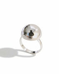 Sterling Silver Geometric Half Globe Ball Ring - view 4