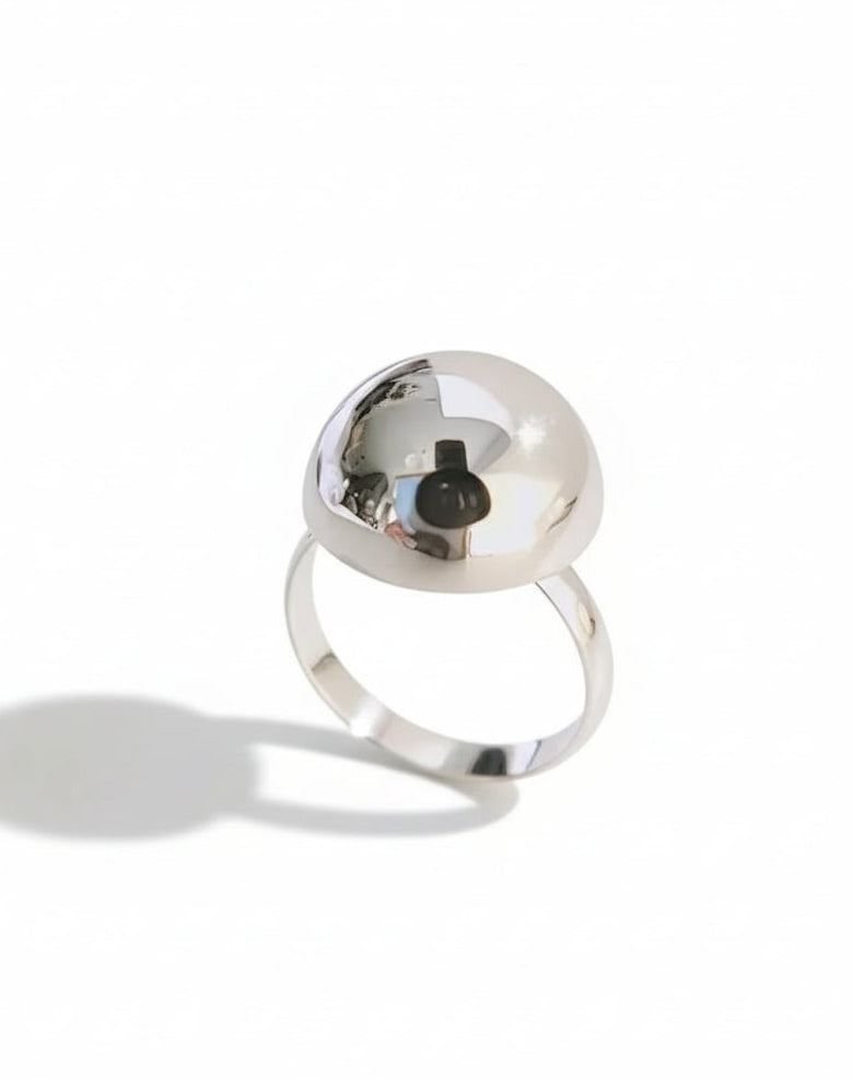 Sterling Silver Geometric Half Globe Ball Ring - view 4