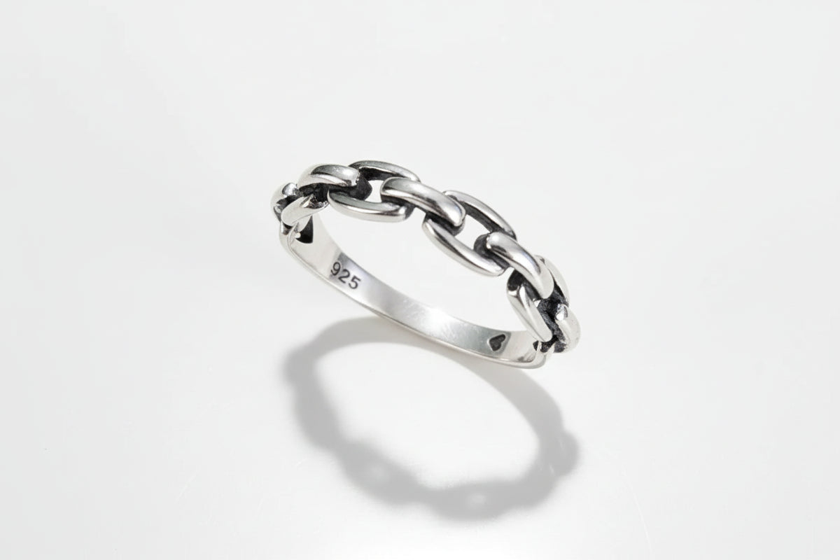 Sterling Silver 925 Minimalist Link Chain Ring - view 4