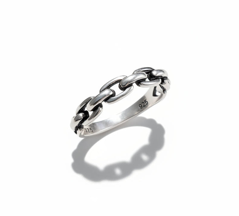 Sterling Silver 925 Minimalist Link Chain Ring