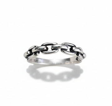 Sterling Silver 925 Minimalist Link Chain Ring