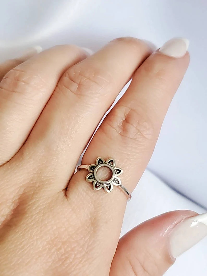 Sun Flower Sterling Silver Ring - view 6