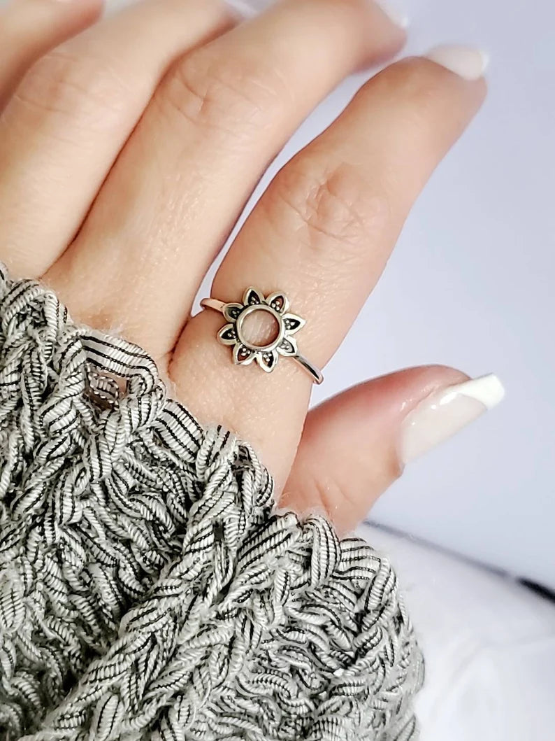 Sun Flower Sterling Silver Ring - view 9