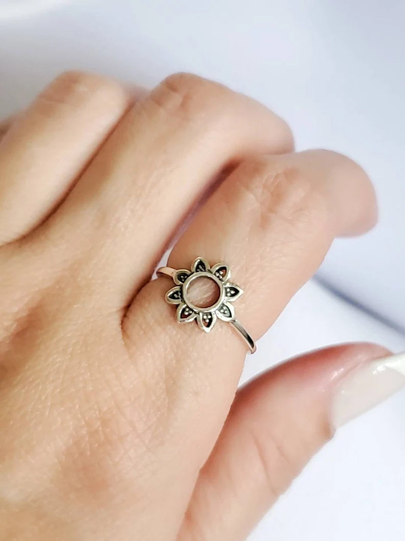 Sun Flower Sterling Silver Ring - view 8