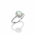 Sterling Silver Halo White Opal Promise Ring - view 8