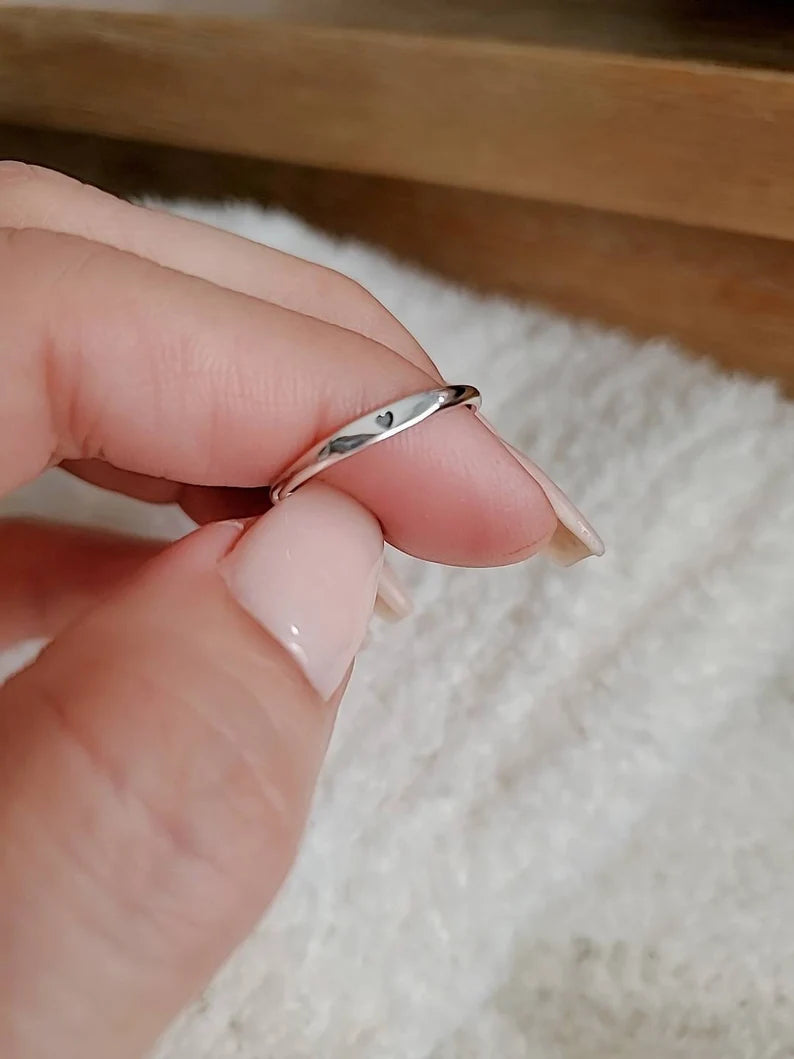 Sterling Silver Dainty Heart Ring - view 7